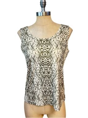 Chicos Travelers Shimmer Snake Print Tank Top Fatique NWT sz 1 Medium